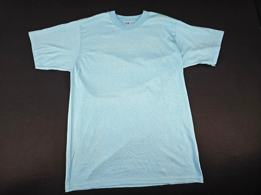 Vintage Jerzees Blank Light Blue T-Shirt Made in USA Single Stitch Adult Large